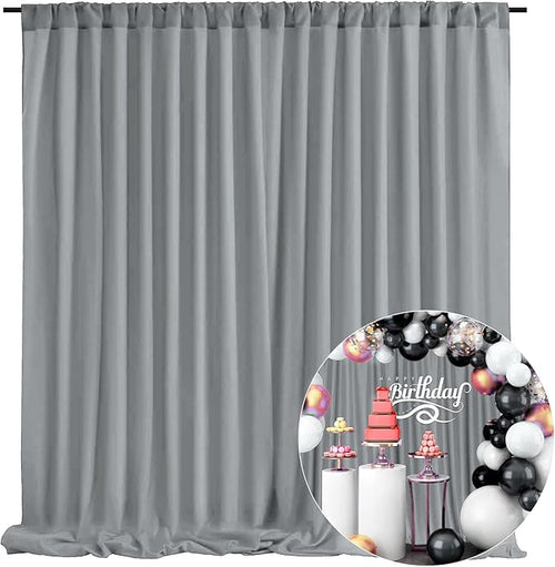 10 x 10 Feet Grey Backdrop Curtain by ZEBMOON
