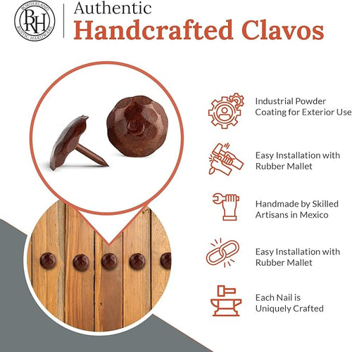 10 Pack 1" Small Round Head Iron Clavos Decorative Nails – Sealed Rusted – - Image 2