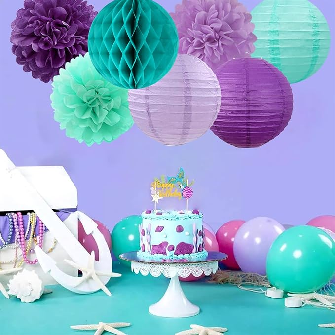 Teal-purple Lavender Girl Mermaid-birthday Party-decorations - Image 4
