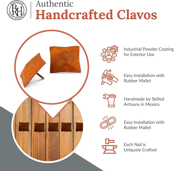 25 Pack 2" Square Head Iron Clavos Decorative Nails – Rusted – Handmade Rustic - Image 2