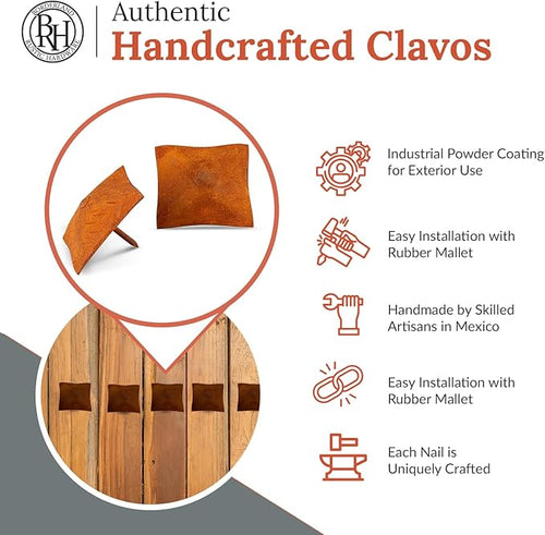 10 Pack 2" Square Head Iron Clavos Decorative Nails – Rusted – Handmade Rustic - Image 2