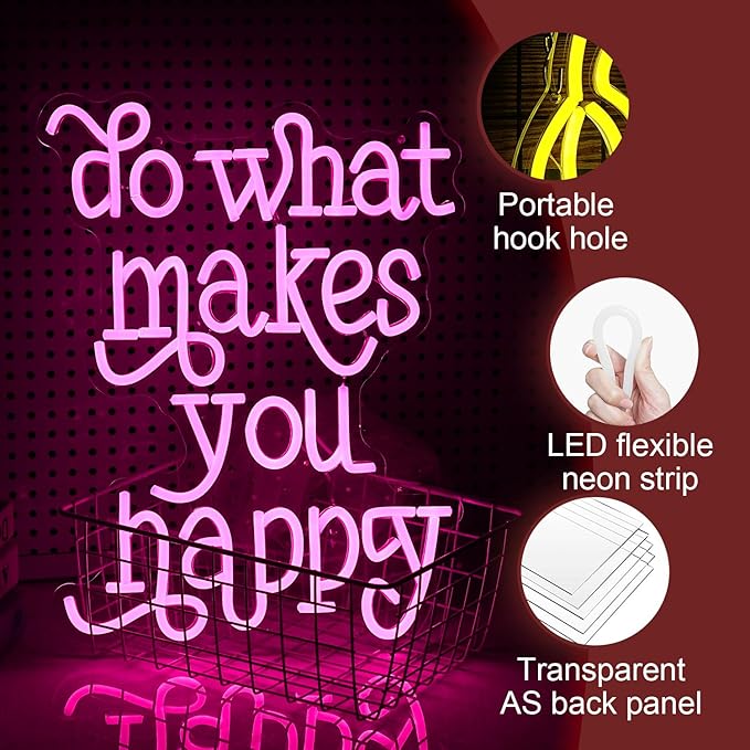 Do What Makes You Happy Neon Sign USB powered Pink Letters Led Neon Light - Image 3