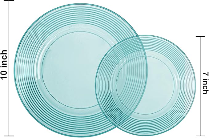 FLOWERCAT 100PCS Clear Blue Plastic Plates - Image 2