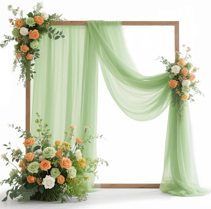 VOK Wedding Arch Draping Fabric Chiffon Fabric, 29in x 18Ft 2 Panels Sheer by VOK
