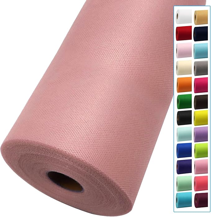 Dusty Rose Tulle Fabric Rolls 54 Inch by 40 Yards Tulle Bolt Spool by IONTACH