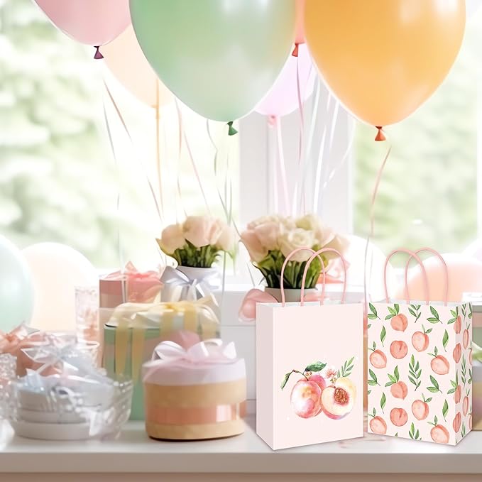 JarThenaAMCS 24Pcs Peach Paper Gift Bag Pink Treat Bags - Image 7