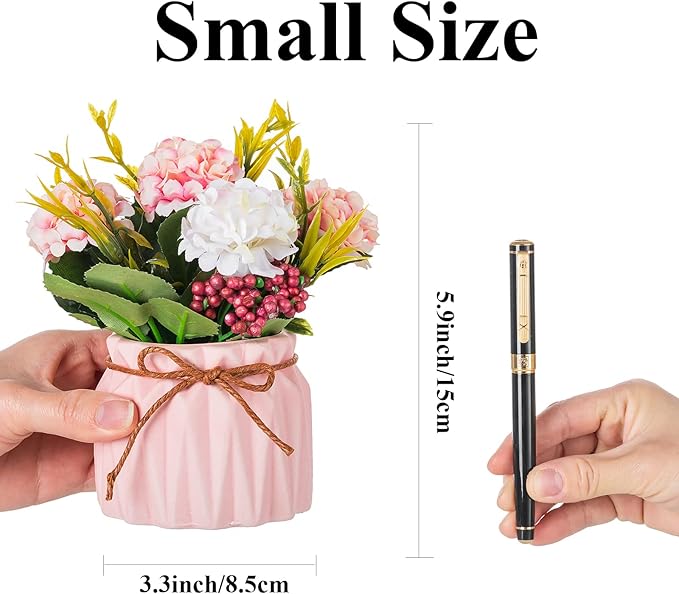 BLOSMON Fake Flowers in Vase for Centerpieces: 4 PCS 5.9 Inch Small Artificial - Image 4