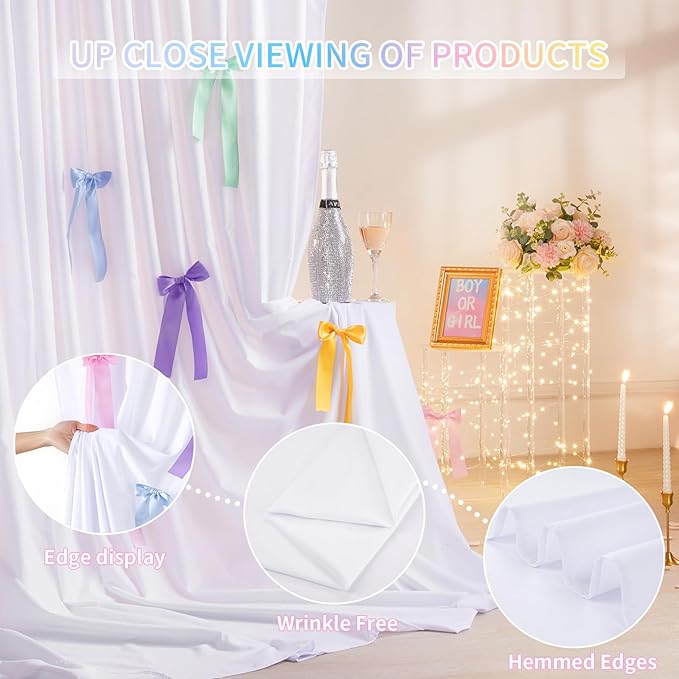 White Backdrop Curtain: 5.8×8ft Backdrop DIY Creative Photography Props - Image 4