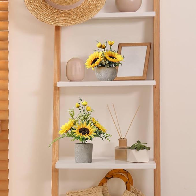 Leftover Sunflower Artificial Flowers Pot, Sunflower Decor, Flower Centerpieces - Image 6