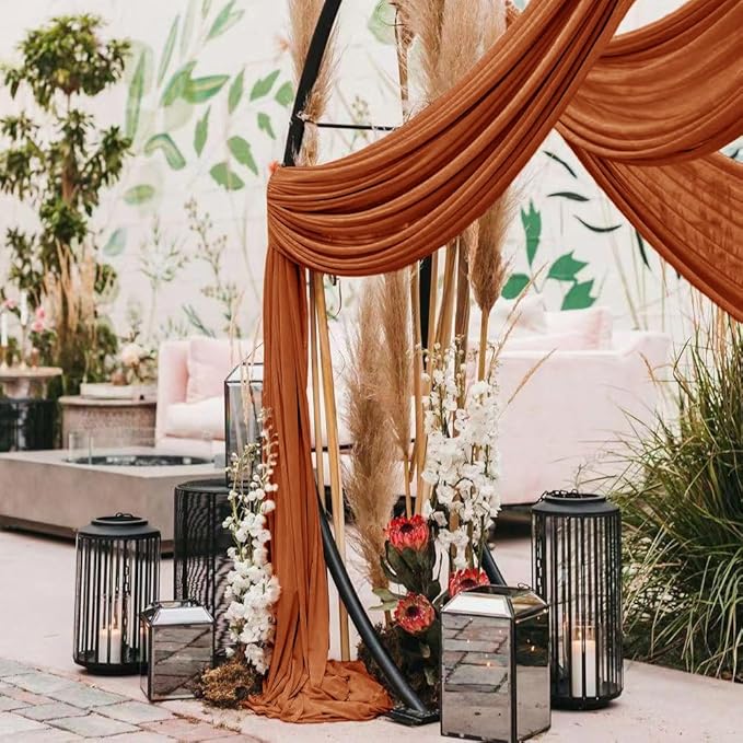 Wedding Arch Draping Fabric 1 Panel 30'' x 18FT Terracotta Sheer Chiffon Arch - Image 6