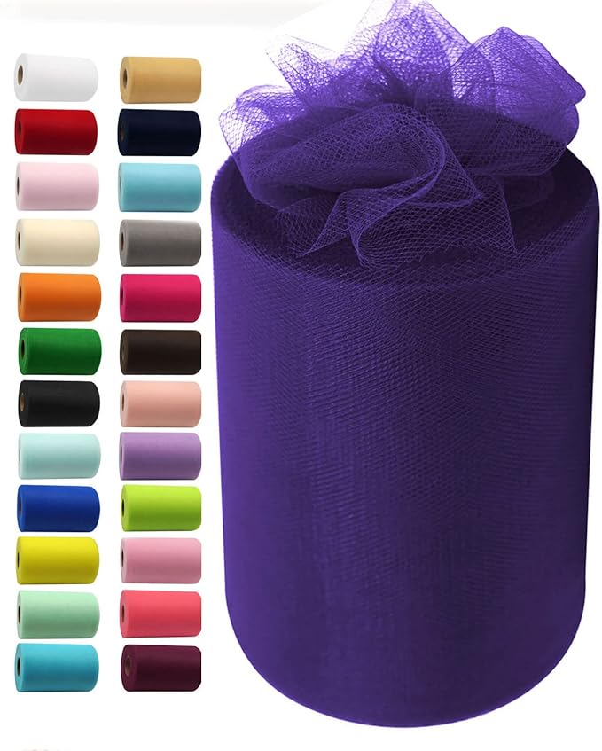 Purple Tulle Fabric Rolls 6 Inch by 100 Yards Fabric Spool Tulle Ribbon by IONTACH