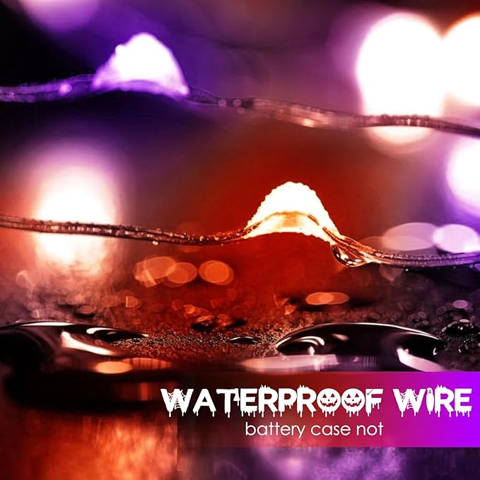 4-Pack 50 LED Orange and Purple Fairy Lights Battery Operated - Image 2