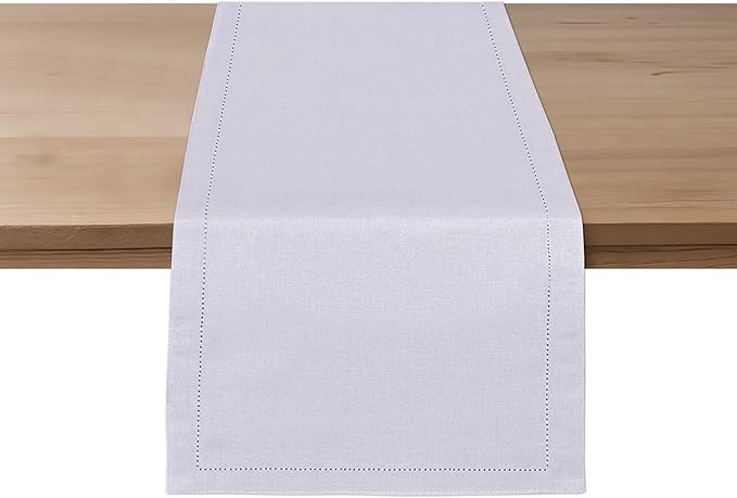 Ruvanti Linen Table Runner 120 Inches, Classic Hemstitch, Non-Slipping by Ruvanti
