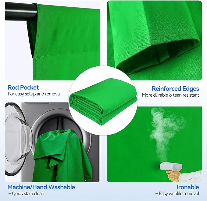 EMART Photo Video Studio 7 x 10ft Green Screen Backdrop Stand Kit, Photography - Image 4