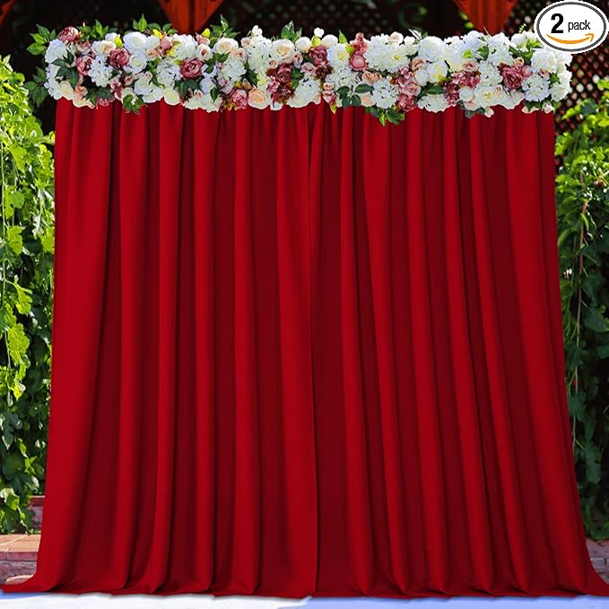 Joydeco Christmas Red Backdrop Curtain by JOYDECO