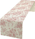 Pink White Flower Table Runner, Wildfloral Floral Sketch Pattern Print Kitchen by Unknown