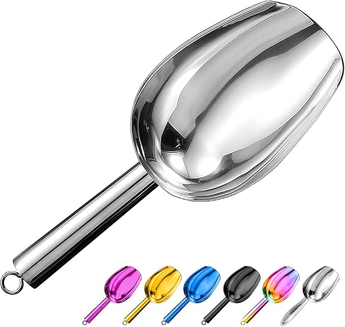 Metal Ice Scoop 8 Oz, Small Stainless Steel Ice scooper by Sanhaipen