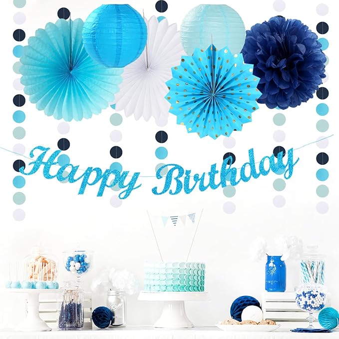 Light-Royal Blue White Birthday Party-decorations - Image 6