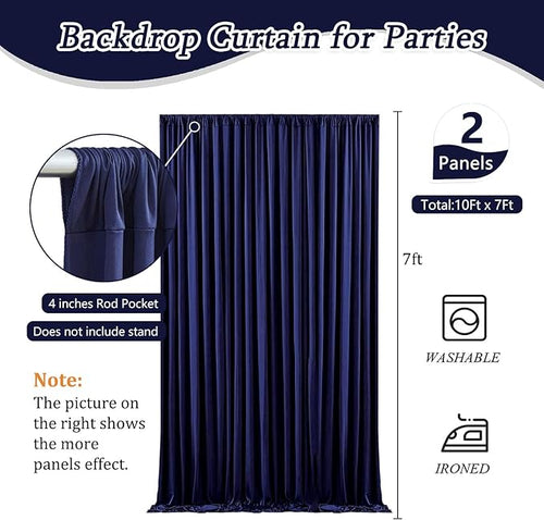 10 x 7 Feet Navy Blue Backdrop Curtain - Image 2