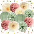 Dusty Pink and Sage Green Party Decorations Dusty Rose Sage Green Tissue Pom by FETETIJD