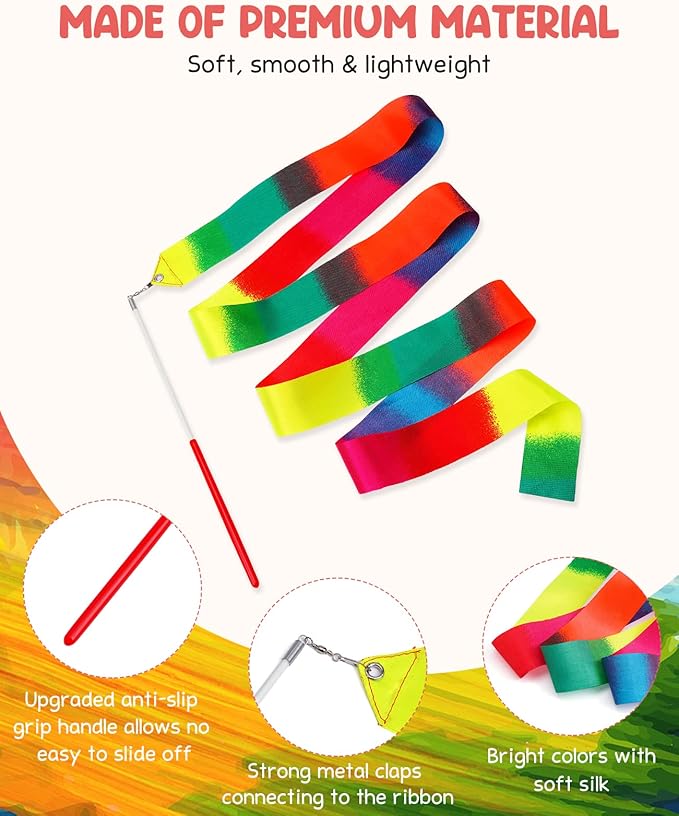 JoyCat 24 Pack Dance Ribbon Streamers, Rainbow Decorations, Goodie Bag Stuffers - Image 6