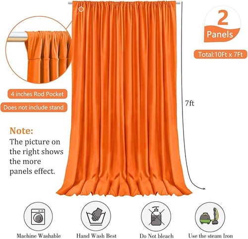 10 x 7 Feet Orange Backdrop Curtain - Image 2