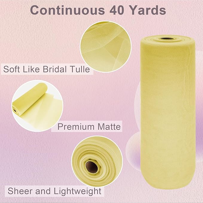 Baby Maize Tulle Fabric Roll Spool Bolt Large Tulle Wedding Party Decoration - Image 2