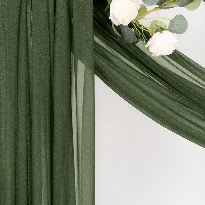 MLMC Olive Green Wedding Arch Draping Fabric 2 Panels 29" x 20 FT Extra Long - Image 7