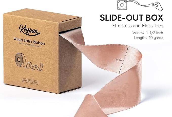 Rose Gold Satin Ribbon Double-Faced Wired Ribbons - Image 2