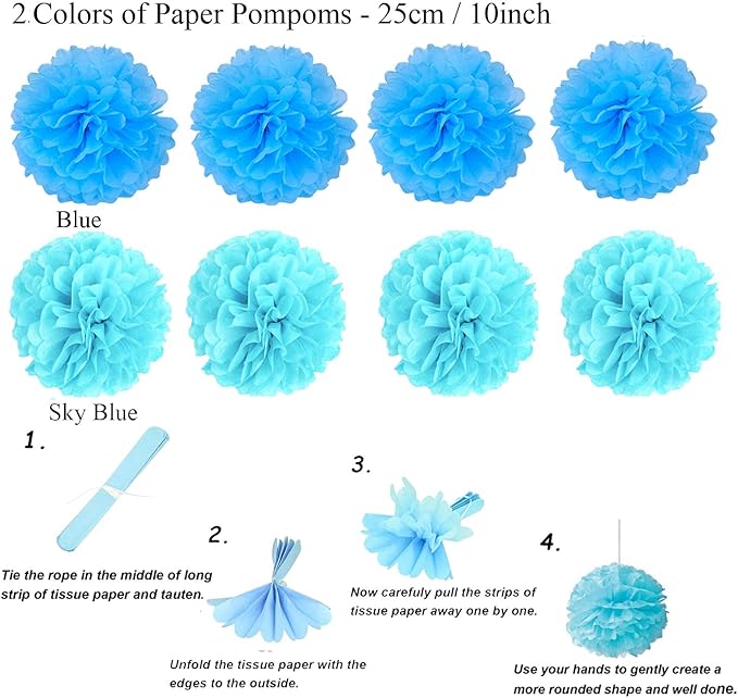 ZERODECO Party Decoration, Pom Poms Flowers, Garlands String Polka Dot and - Image 4