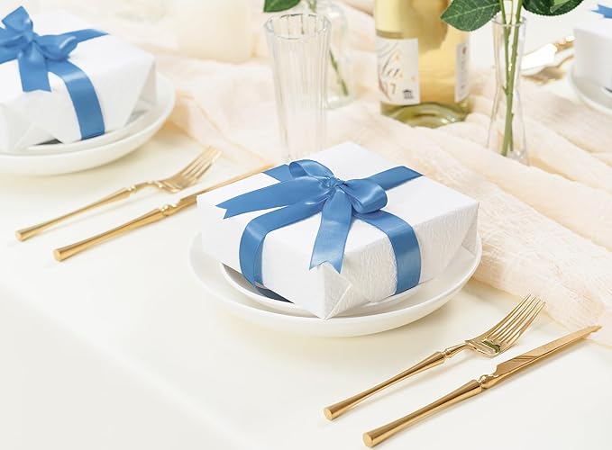 French Blue Satin Ribbon 7/8 Inch x 50 Yards Double-Faced Ribbons - Image 5