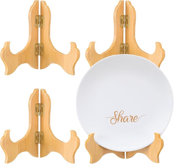 Tatuo 4 Packs Wooden Display Stand Decorative Plate Stands by Tatuo
