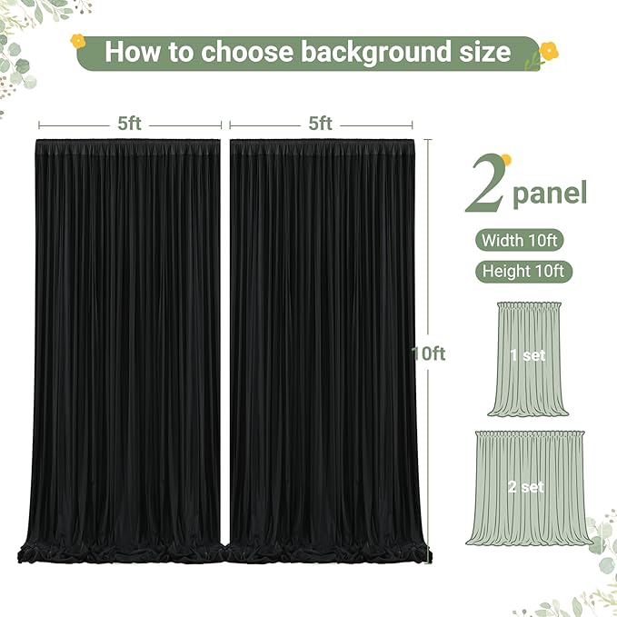 Black Tulle Backdrop Curtain for Parties Wedding, 10ft x 10ft Wrinkle Free - Image 7