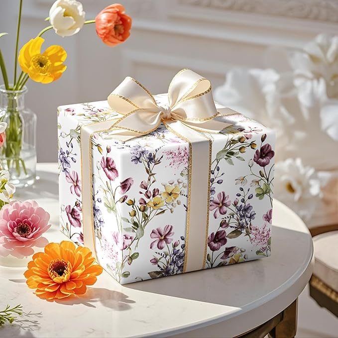 RUSPEPA Floral Wrapping Paper Roll Women Girls, Mini Roll, Watercolor Wild - Image 4