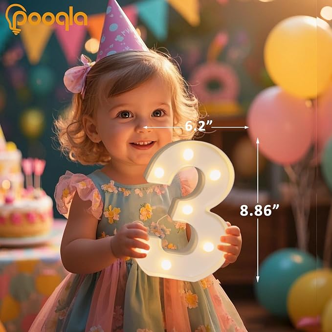 Pooqla Colorful Light Up Numbers, 35 Colors LED Marquee Number Lights - Image 5