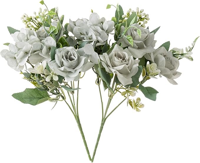 Artificial Flower 5 Branches Artificial Silk Fake Flowers Bouquet Small Roses - Image 2