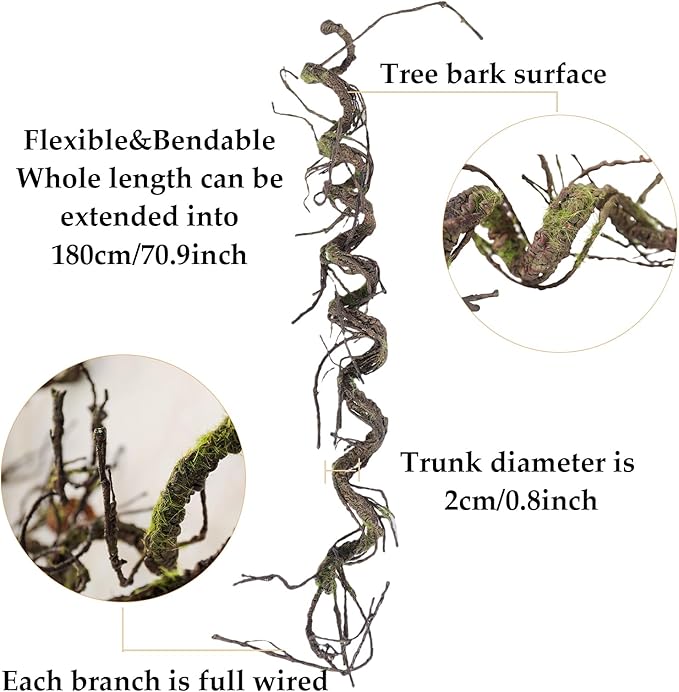 180cm/70.86in Bendable Artificial Tree Branches Liana Vines Garland Rattan - Image 4