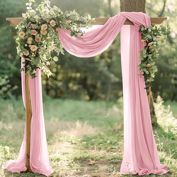 Dusty Rose Elegant Arch Draping Fabric Outdoor 1 Panel 29" × 20Ft Sheer Chiffon - Image 5