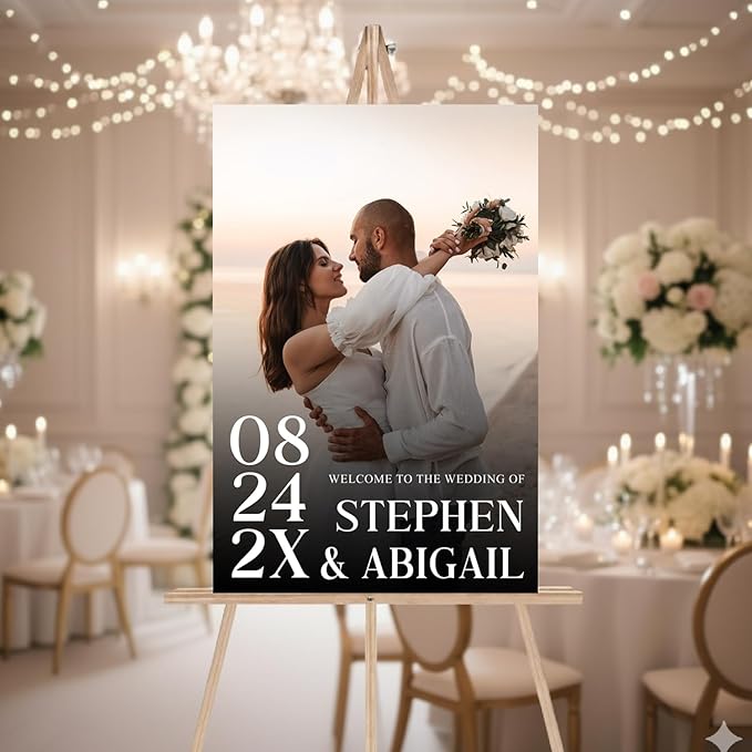 Personalized Wedding Photo Acrylic Welcome Sign – Custom Picture Board - Image 3