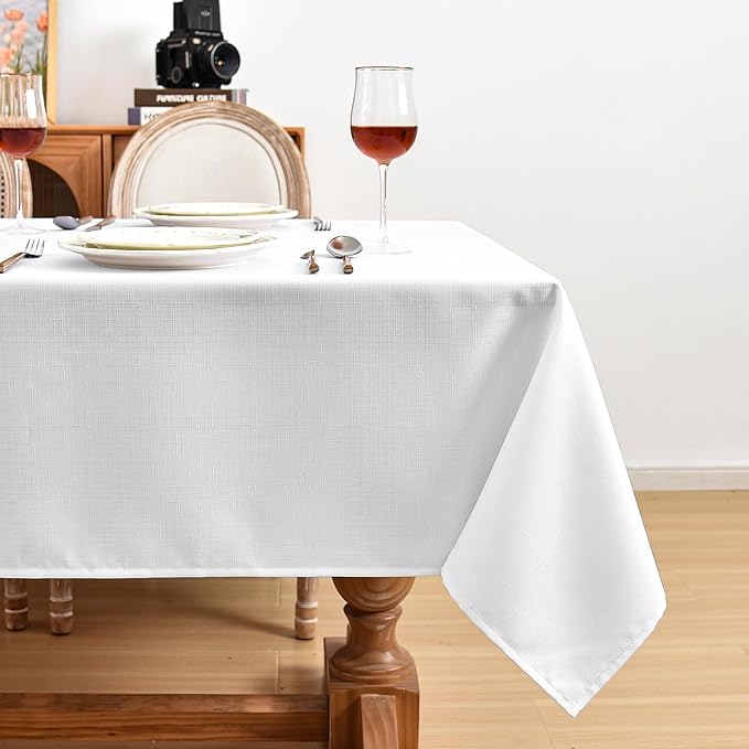 Fitable Faux Linen White Tablecloths - Image 7