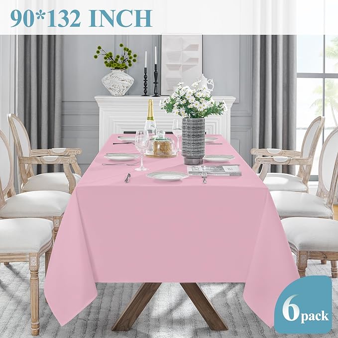 VidaFete Tablecloth 6 Pack 90 * 132inch Rectangle Table Cloth Polyester - Image 5