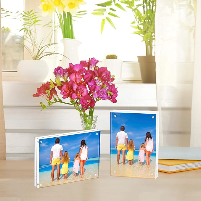 Meetu Acrylic Picture Frame 4x6 Tabletop Photo Frame Magnetic Double Sided - Image 5