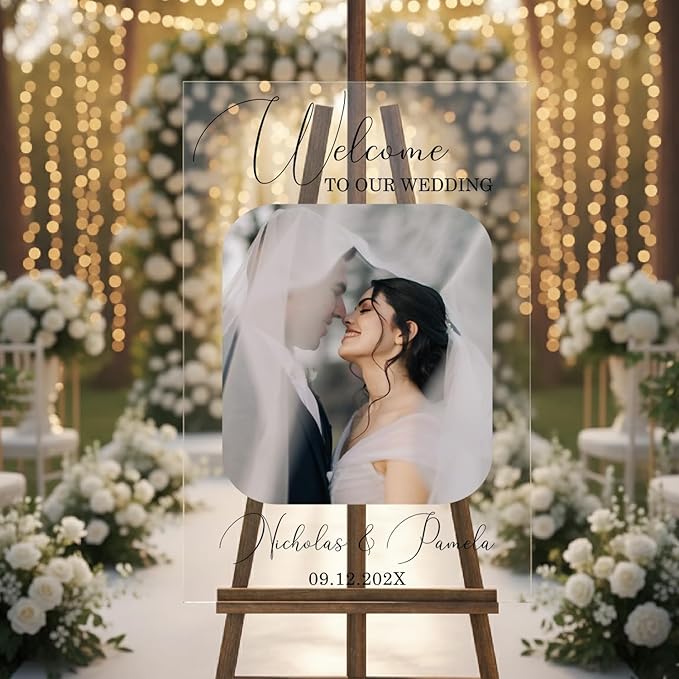 Personalized Wedding Photo Acrylic Welcome Sign – Custom Picture Board - Image 2