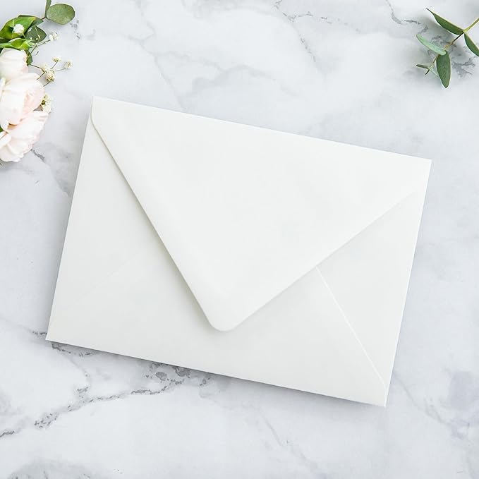PONATIA 50PCS A7 Euro Flap Ivory Envelope, 5.25 x 7.25'' Boho Flowers Liner - Image 9