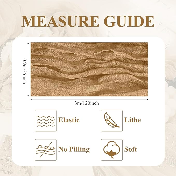 Asee'm Cheesecloth Table Runner 120 Inches Long Khaki Boho Gauze Cheese Cloth - Image 2