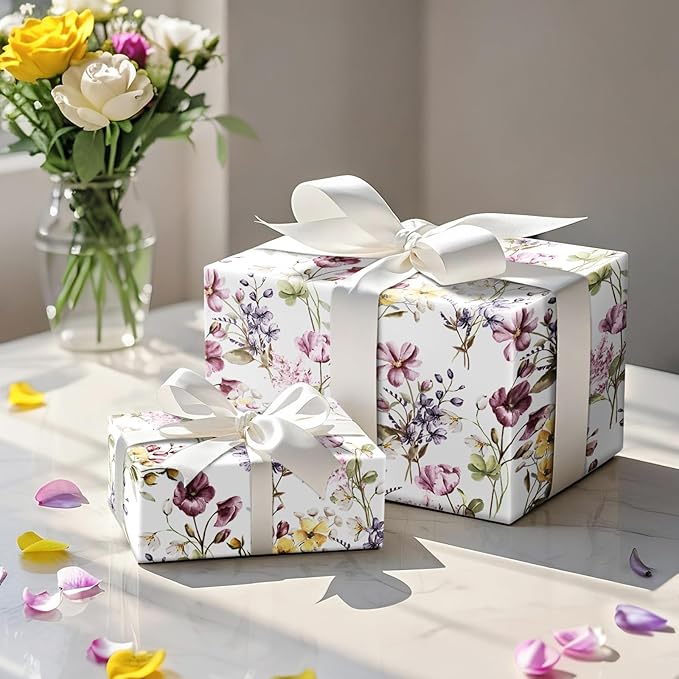 RUSPEPA Floral Wrapping Paper Roll Women Girls, Mini Roll, Watercolor Wild - Image 5