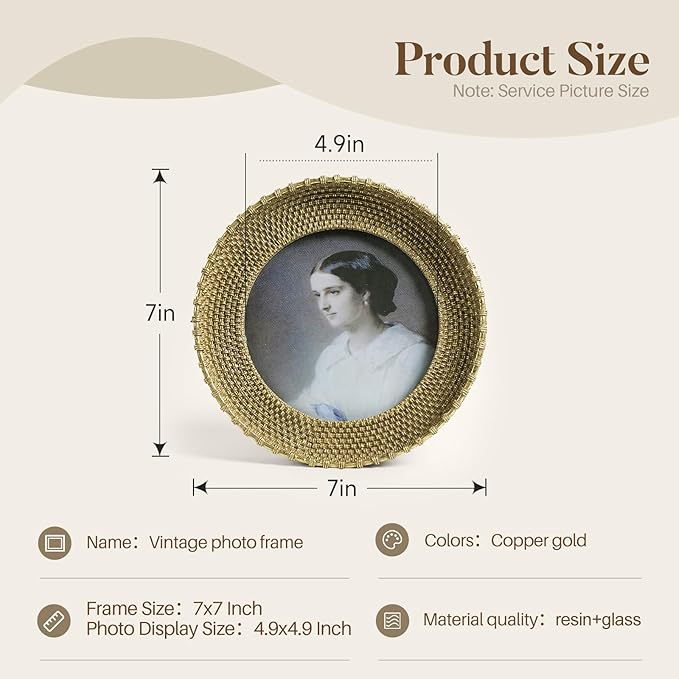 Cuspin Vintage Gold 5x5 Picture Frame, Retro Design Home Decor - Image 4