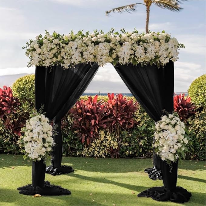 Wedding Arch Draping Fabric 1 Panel 30'' x 18FT Black Sheer Chiffon Arch Drapery - Image 5