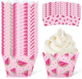 Whaline 36Pcs Watermelon Cupcake Wrappers Watercolor Pink Watermelon Cupcake by Whaline