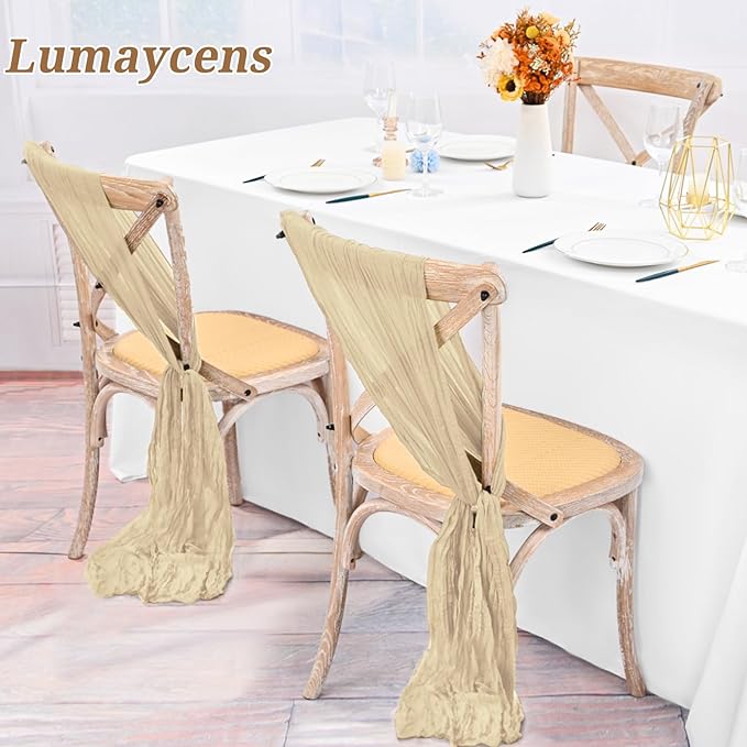 50 PCS Cheesecloth Chair Sashes Bows Wedding Aisle Decorations Chair Ribbon - Image 5